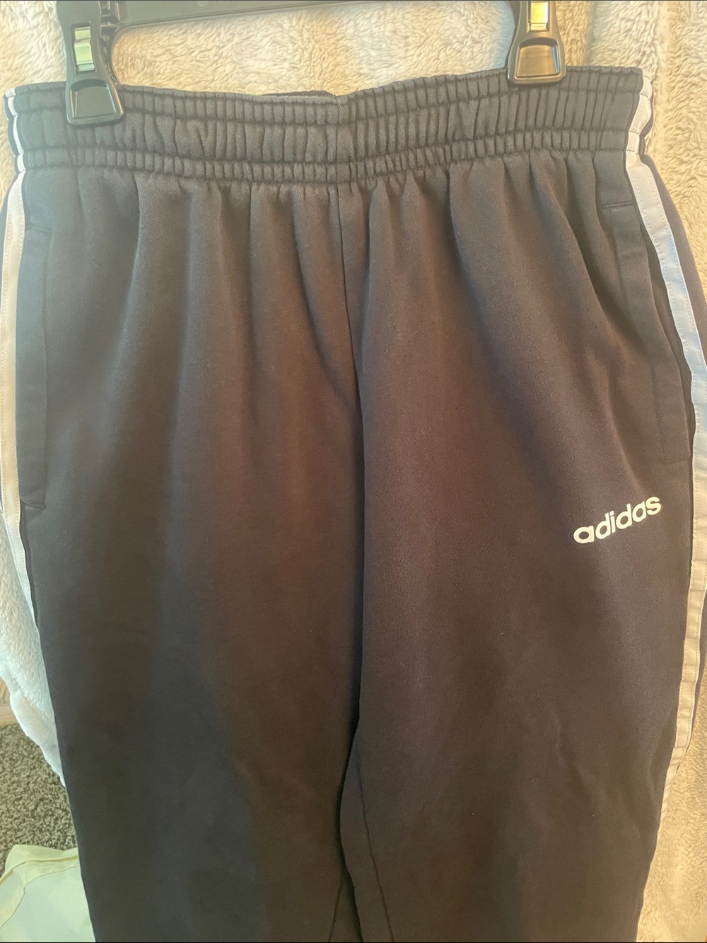 adidas Black Sweatpants with White Side Stripes